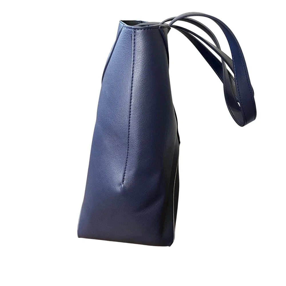 Walter Baker x Curateur The Kate Tote Navy Vegan Leather X-Stitch Tote Bag